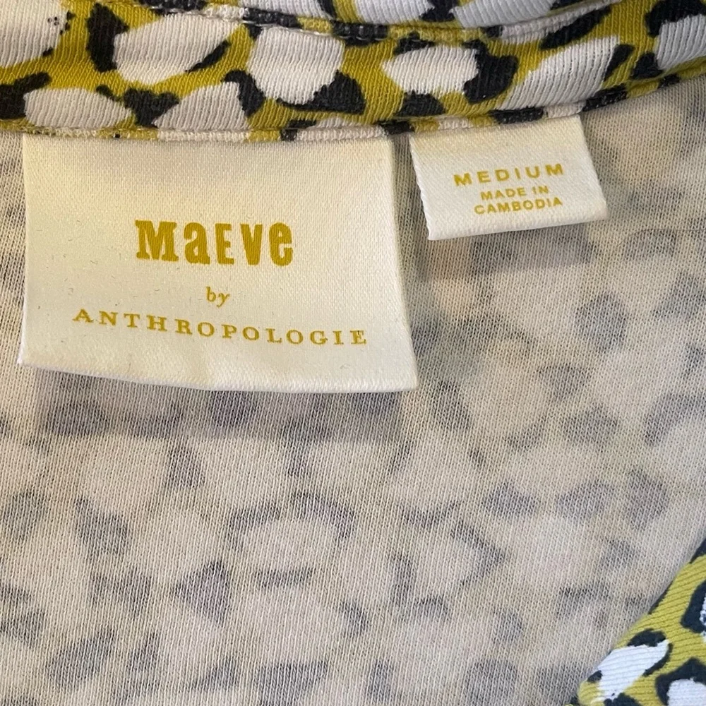 Anthropologie Maeve Yellow and Black Patterned Blouse - Picture 7 of 11